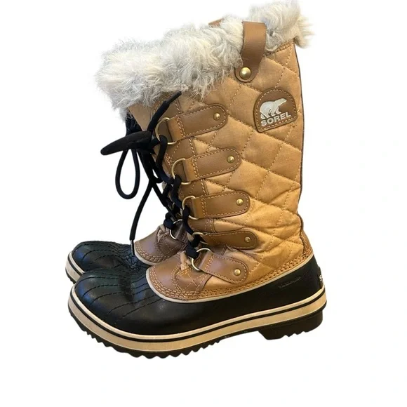 Sorel Women's Quilted Tan and Black Winter Boots Tofino II Waterproof Size 7 - Picture 4 of 7